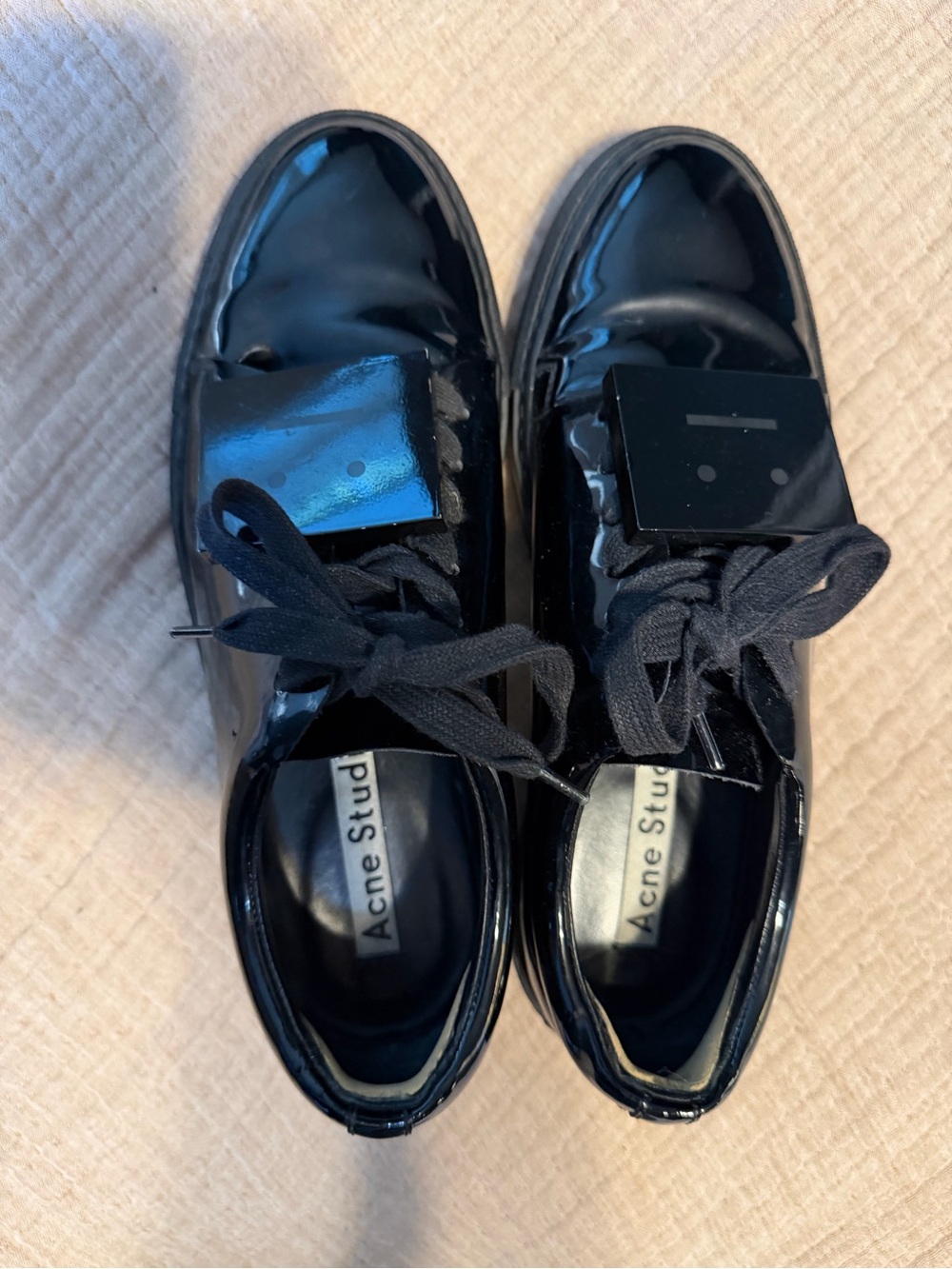 ACNE STUDIOS Black Patent Leather Sneakers, Sz 7.5 - Picture 11 of 11